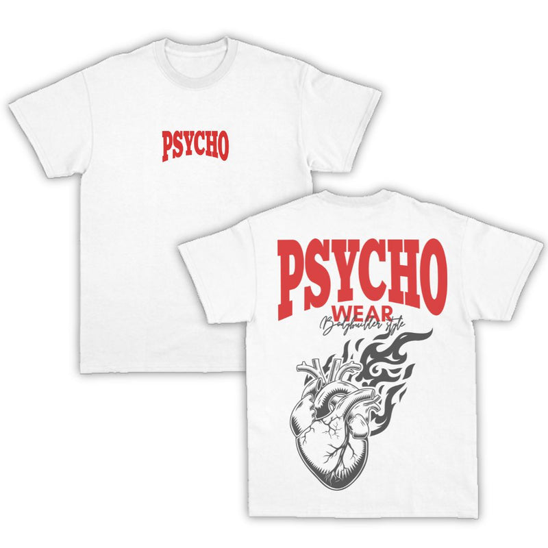 Camiseta Psycho Heart Flame - Branco