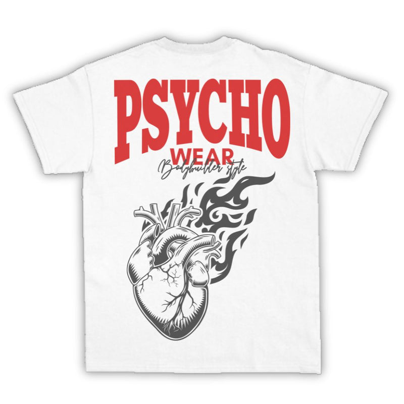 Camiseta Psycho Heart Flame - Branco